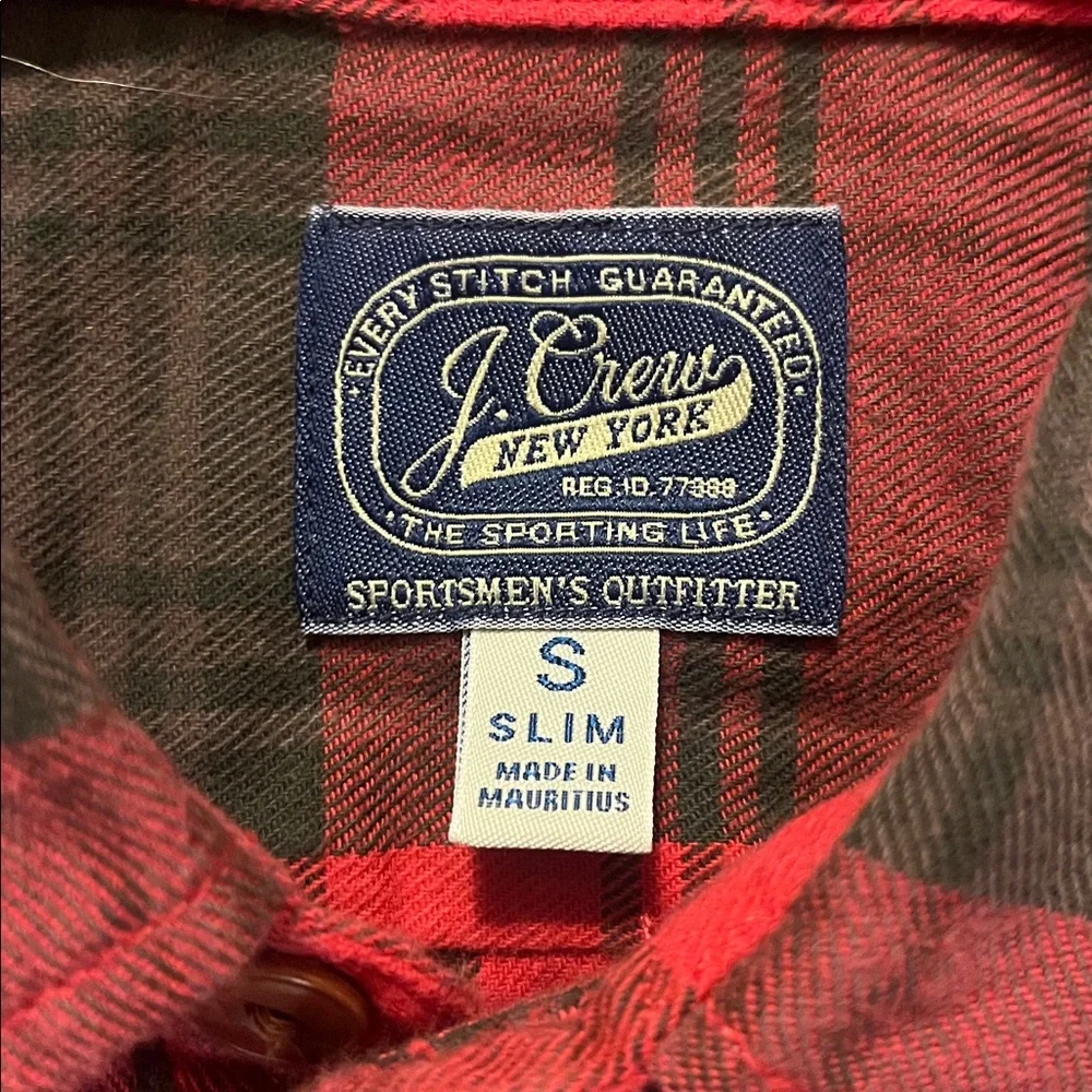 J.Crew Slim Fit Plaid Flannel Shirt Men’s Small Red Black 100% Cotton